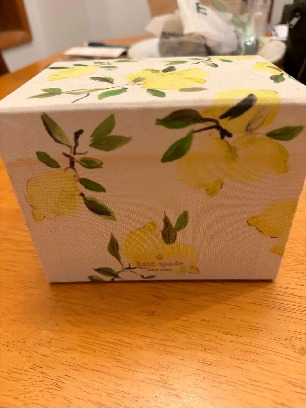 kate spade Lemon Pattern Recipe Box - Yellow, Green, White